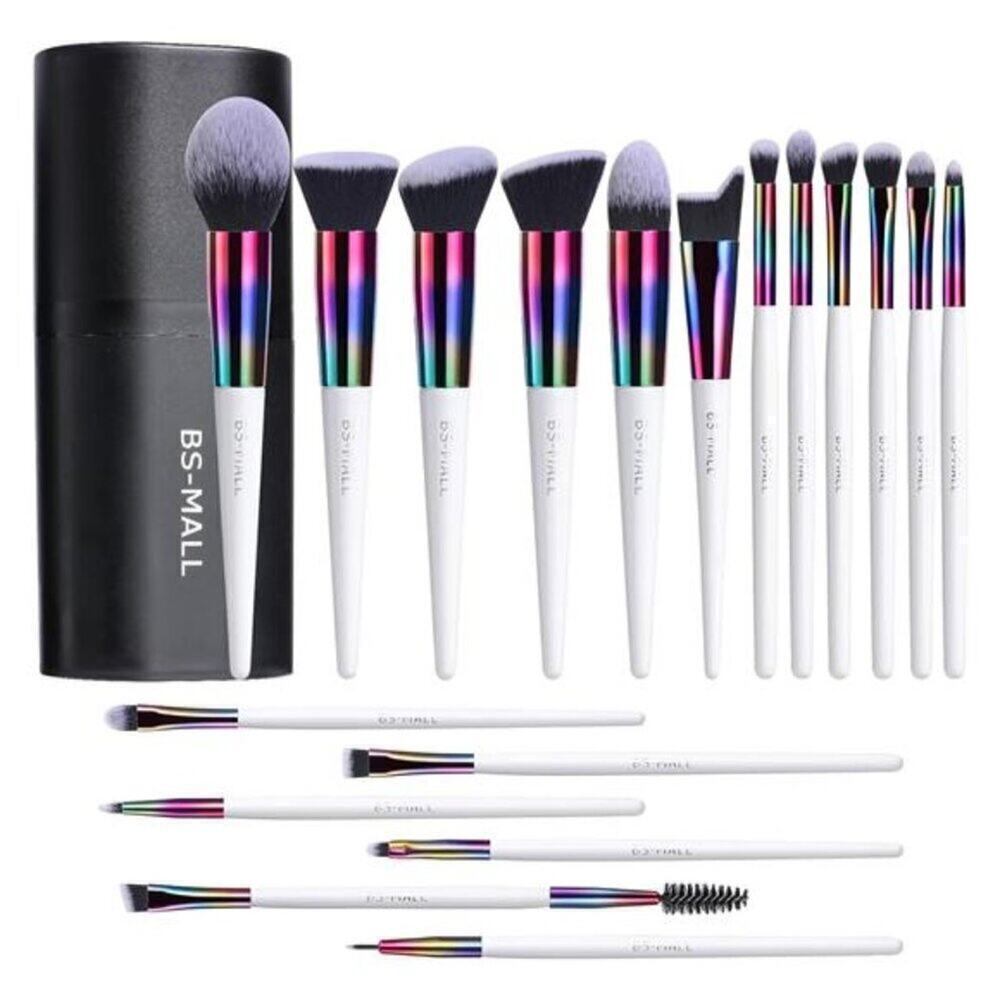 Makeup Rainbow Brush Set 18 Pcs Premium Synthetic Foundation Powder